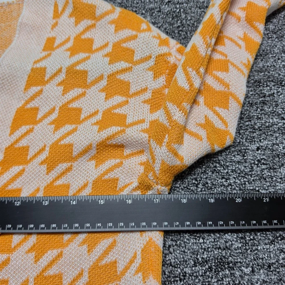 Cardigan Womens Small Orange Houndstooth Longline Open Front